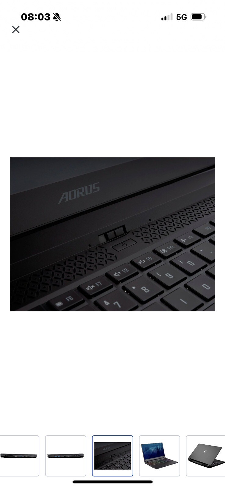 GIGABYTE AORUS 15.6 1TB SSD Intel Core i7 240Hz 32GB RAM NVIDIA GeForce RTX 3080