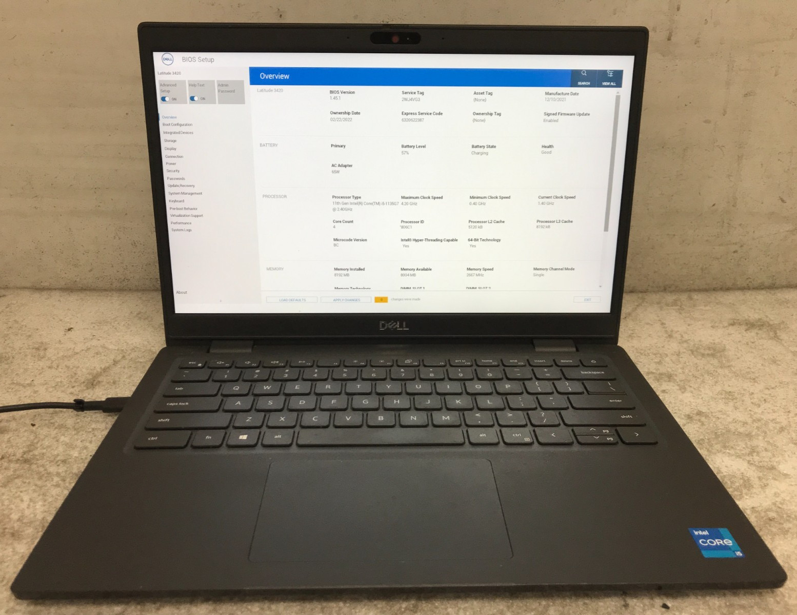 Dell Latitude 3420 / Intel Core i5-1135G7 1.40GHz / 8GB RAM / No SSD