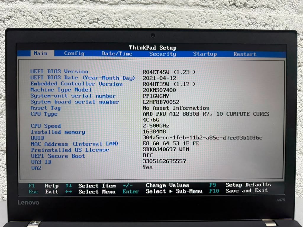 Lenovo ThinkPad A475 Untested Minimal Wear No Battery