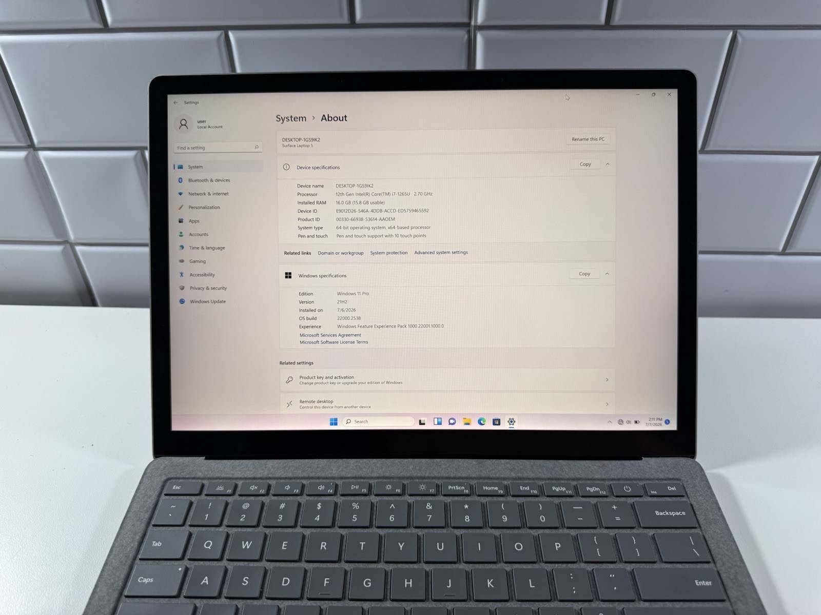 Microsoft Surface Laptop 5 13.5” 1950 Intel Core i7-1265U 16GB RAM 512GB NVME
