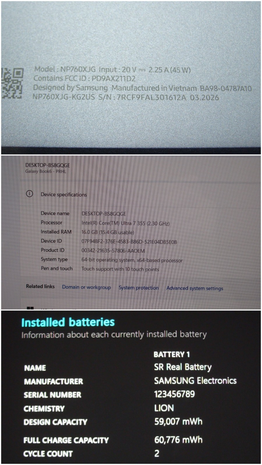 2026 SAMSUNG GALAXY BOOK 6 16″WUXGA TOUCH Ultra 7 355 2.3Ghz 16GB 512GB 2 cycles