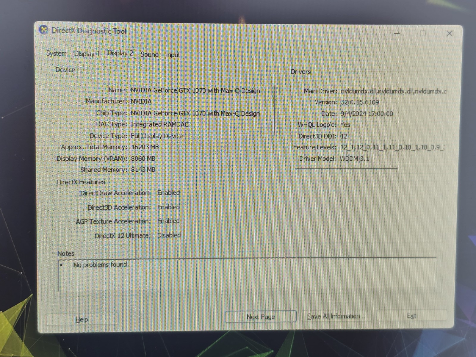 Razer Blade 15.6 inch 512GB SSD, Intel Core i7 8th Gen. 16GB Ram GTX 1070 Max-q