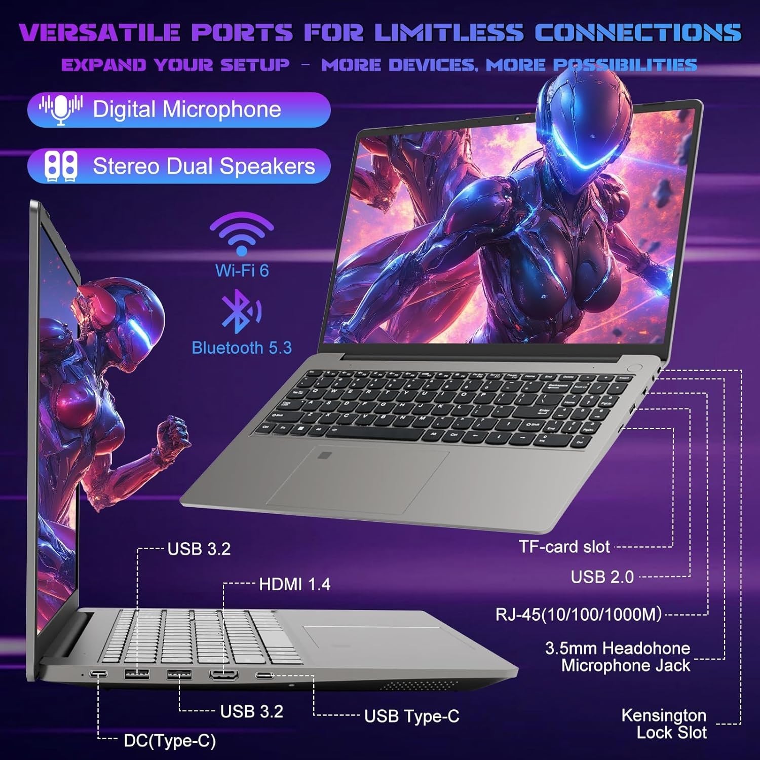 Gaming Laptop 16GB DDR5 512GB SSD 16″ AMD Ryzen7 Win11 Pro Backlit
