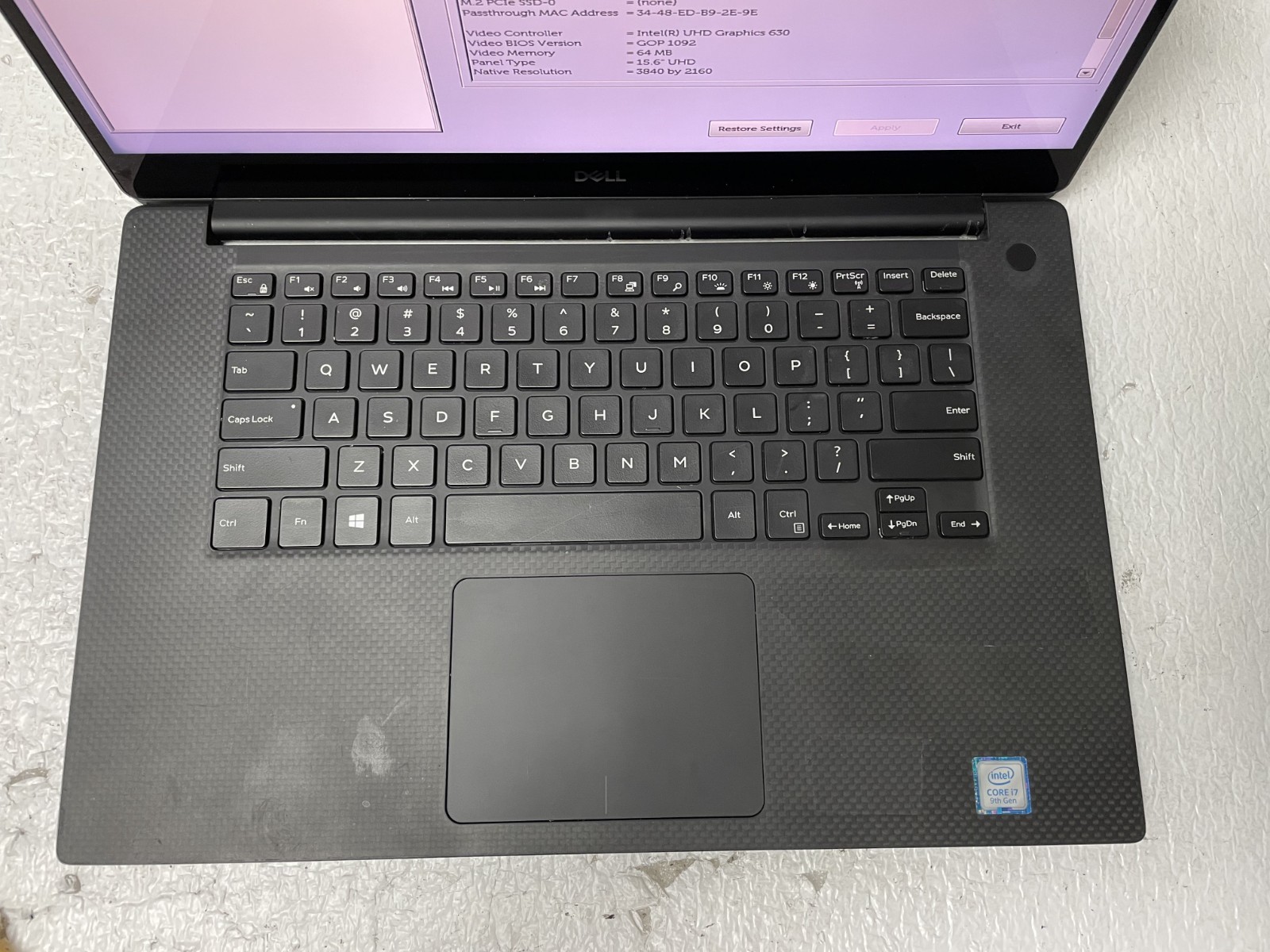 Dell XPS 15 7590 15.6″ Intel i7-9750H @2.60GHz 16GB RAM NO SSD For Parts *READ