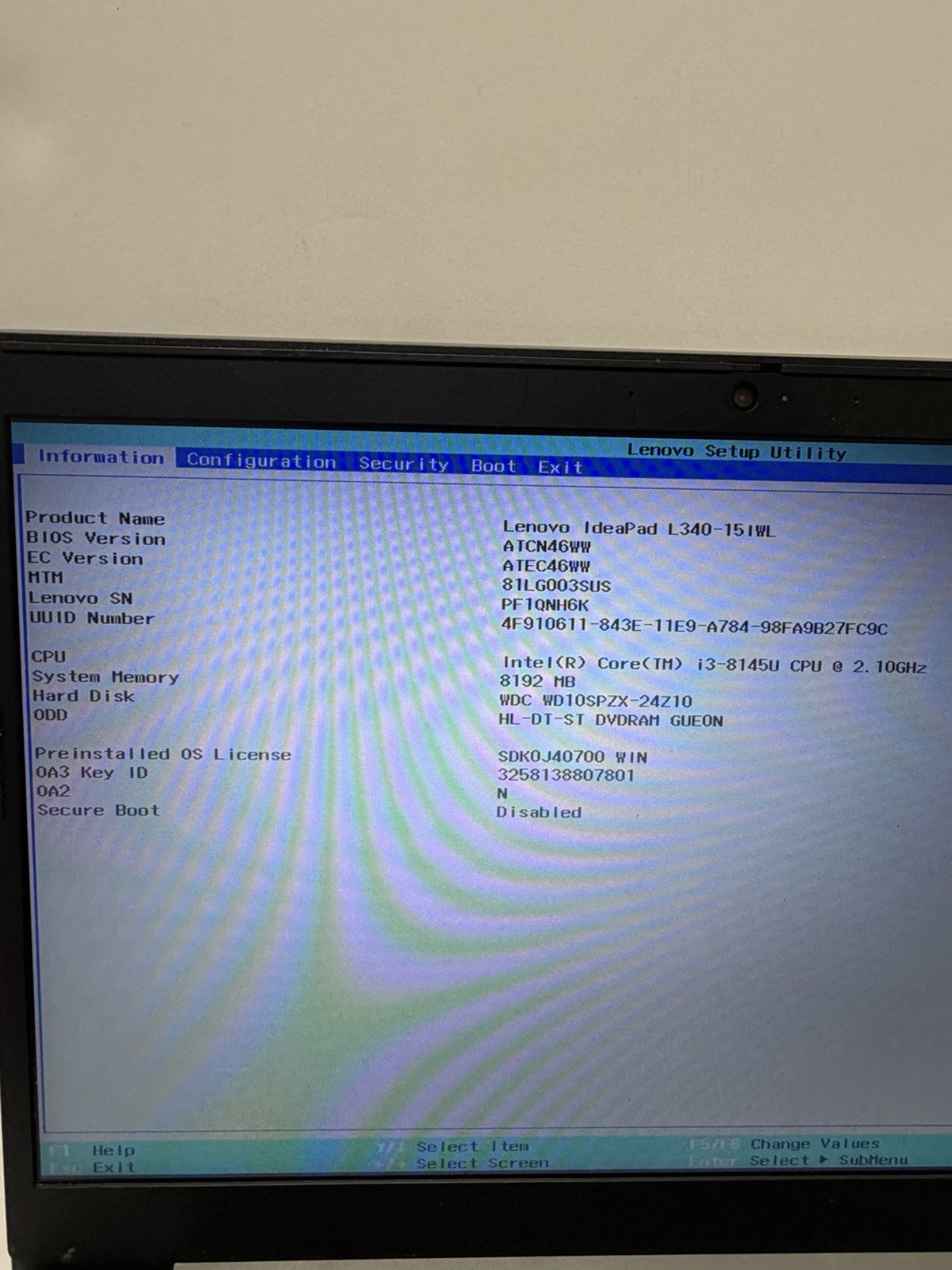 Lenovo Ideapad L340-15IWL i3-8145U 2.10Ghz Laptop 15.1″ w/ 1Tb HD, 8Gb, No OS