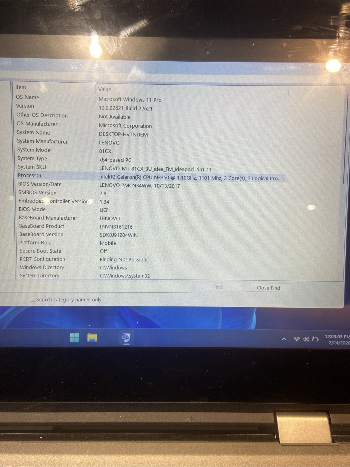 Lenovo Idea Pad 2in1 81CX Laptop 2GB RAM 64GB SSD Intel N3350 – Touch screen