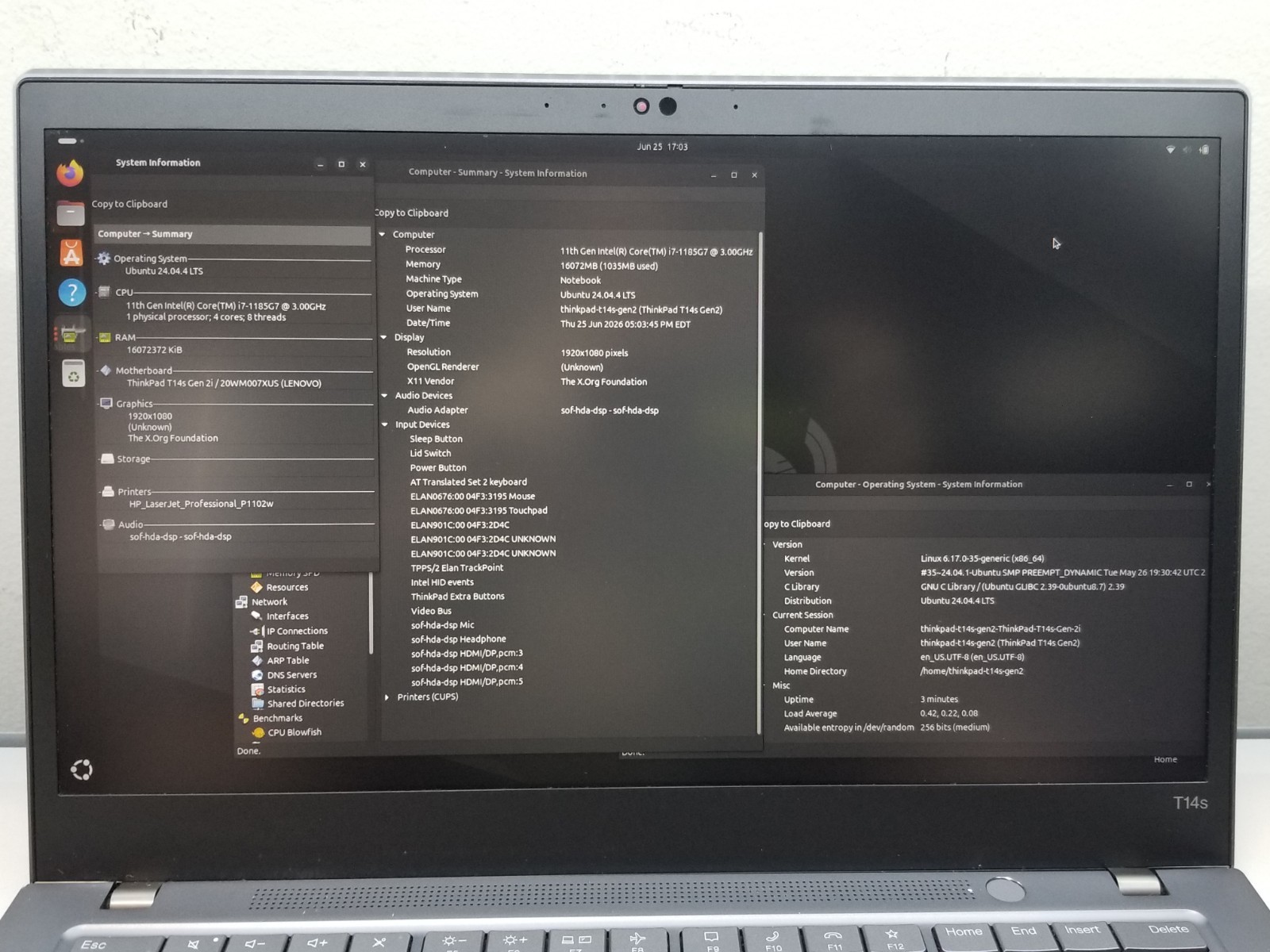 AS-IS Lenovo ThinkPad T14s 14″ i7-1185G7 1.2GHz 16GB 256GB NVMe Iris Xe Ubuntu