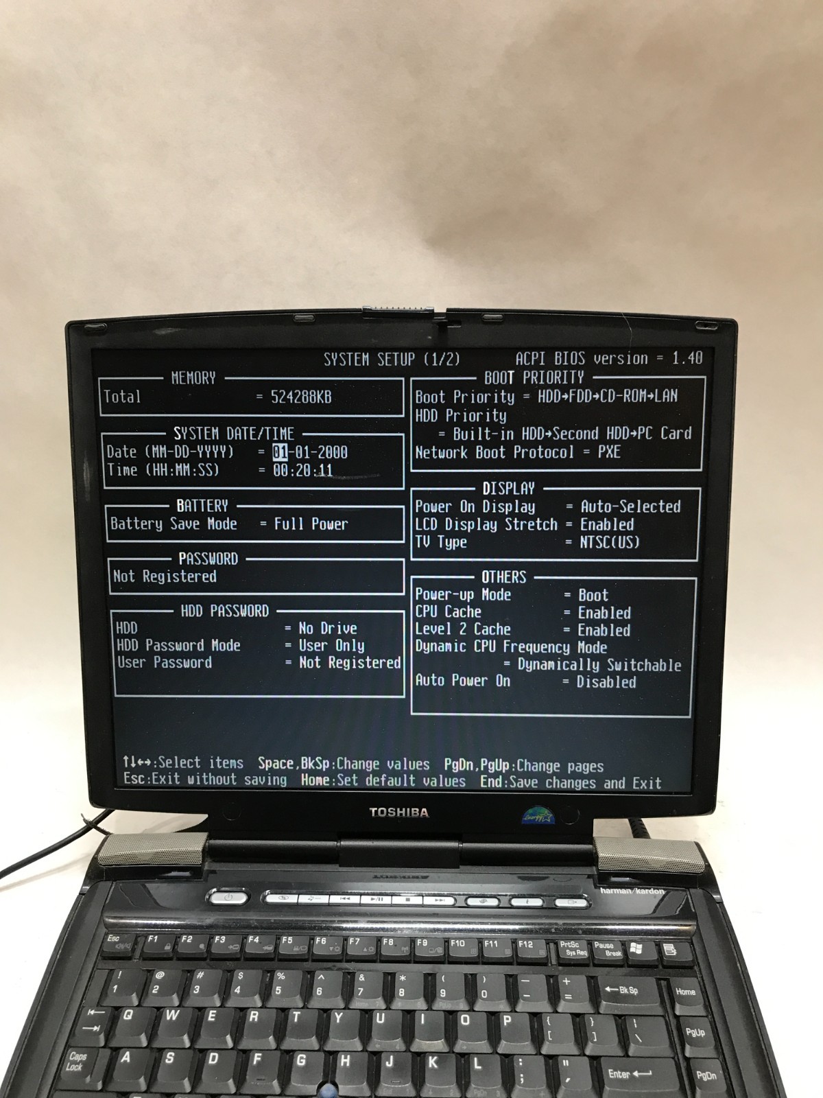 Toshiba M15-S405 15″ Laptop Intel Centrino 512MB RAM NO HDD/OS Boots To BIOS -DW