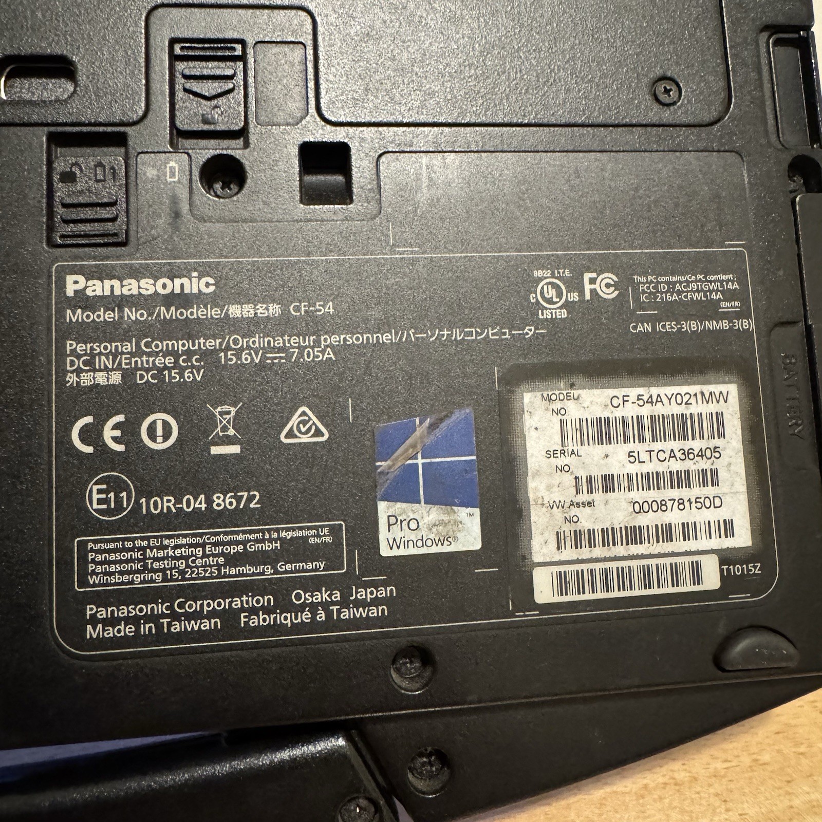Panasonic Toughbook CF-54 MK1 14″ Laptop (i5, 4GB RAM, 256GB SSD) w/ Fischer USB