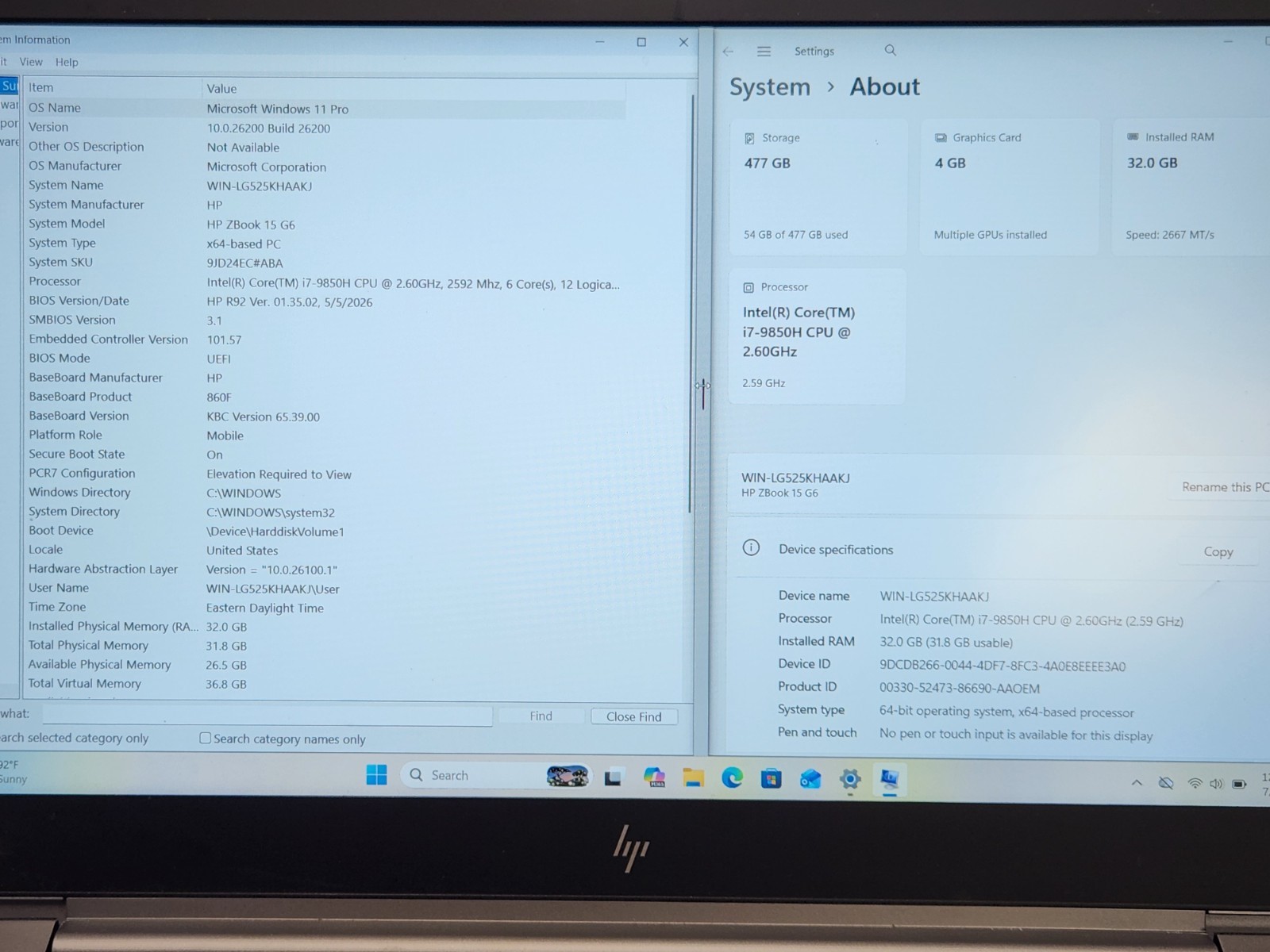 Lot of 3 HP ZBook 15 G6 i7-9850H 2.60GHz 32GB Ram 512GB SSD W11P NVIDIA T2000