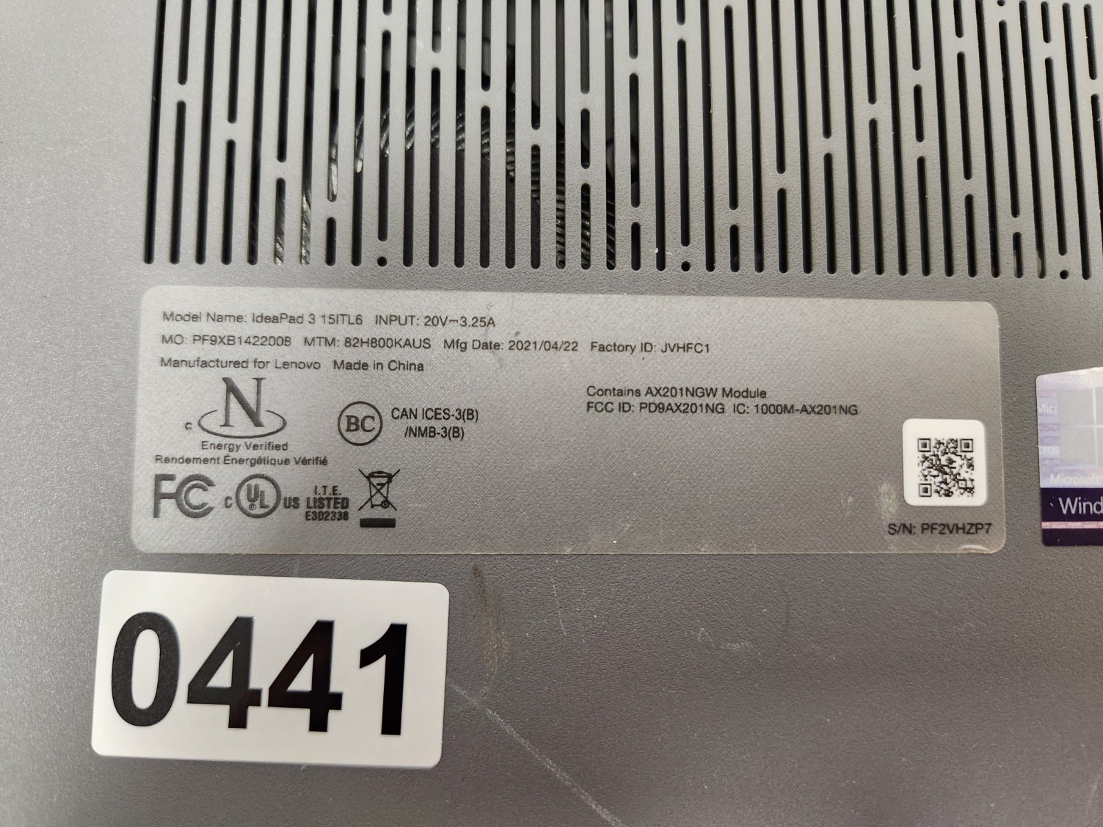 Lenovo IdeaPad 3 15ITL6 Core i5-1135G7, 20GB RAM, 500GB NVME, TCH SCRN #0441