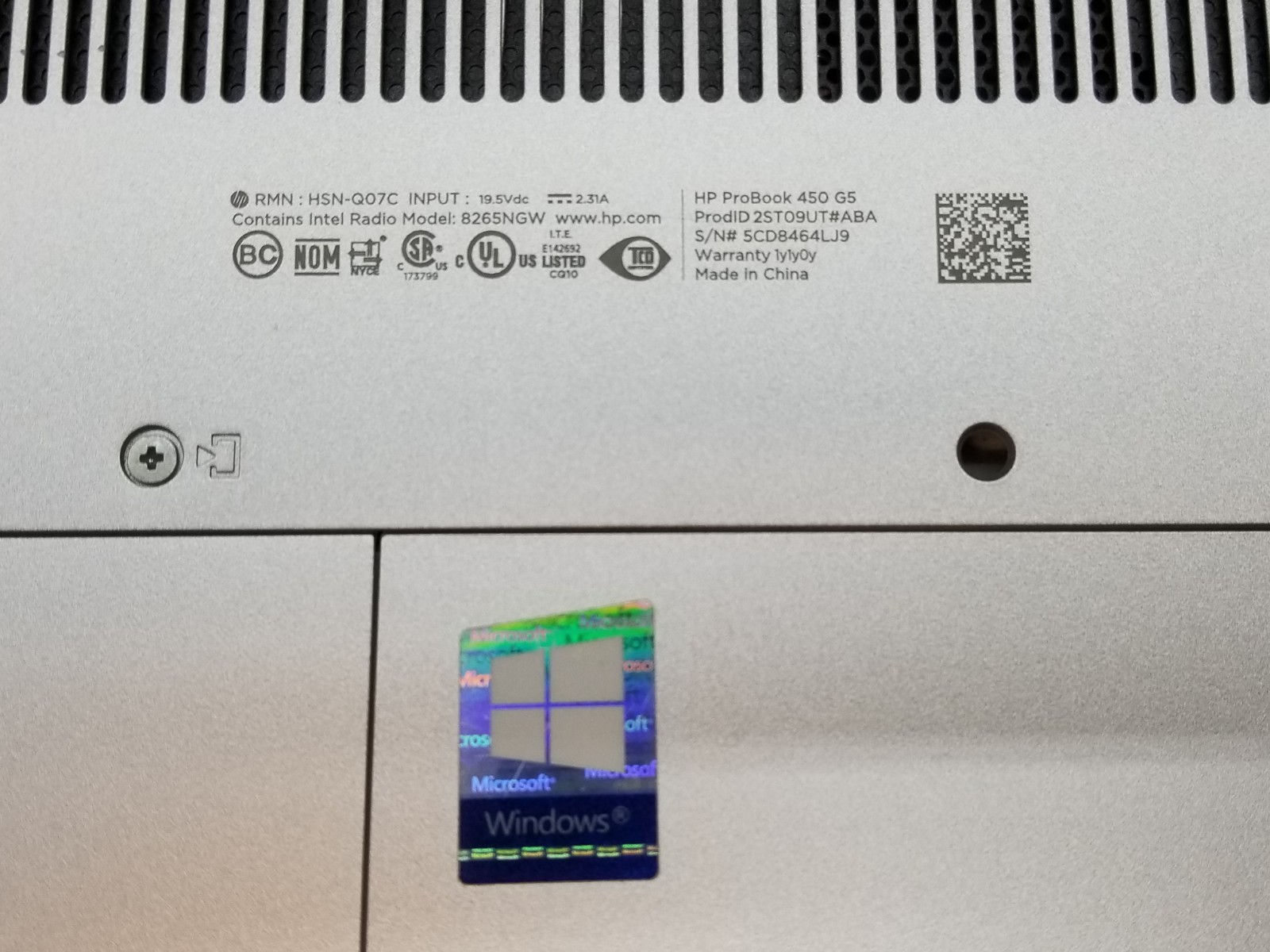 HP ProBook 450 G5 15.6″ FHD i5-8250U 1.6GHz 8GB RAM 256GB NVMe Win 11 Pro WiFi