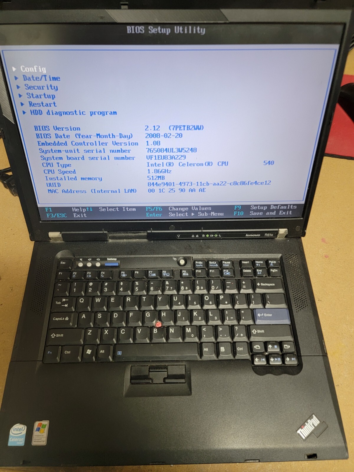 IBM THINKPAD R51e LAPTOP – PARTS ONLY – SEE DESCRIPTION