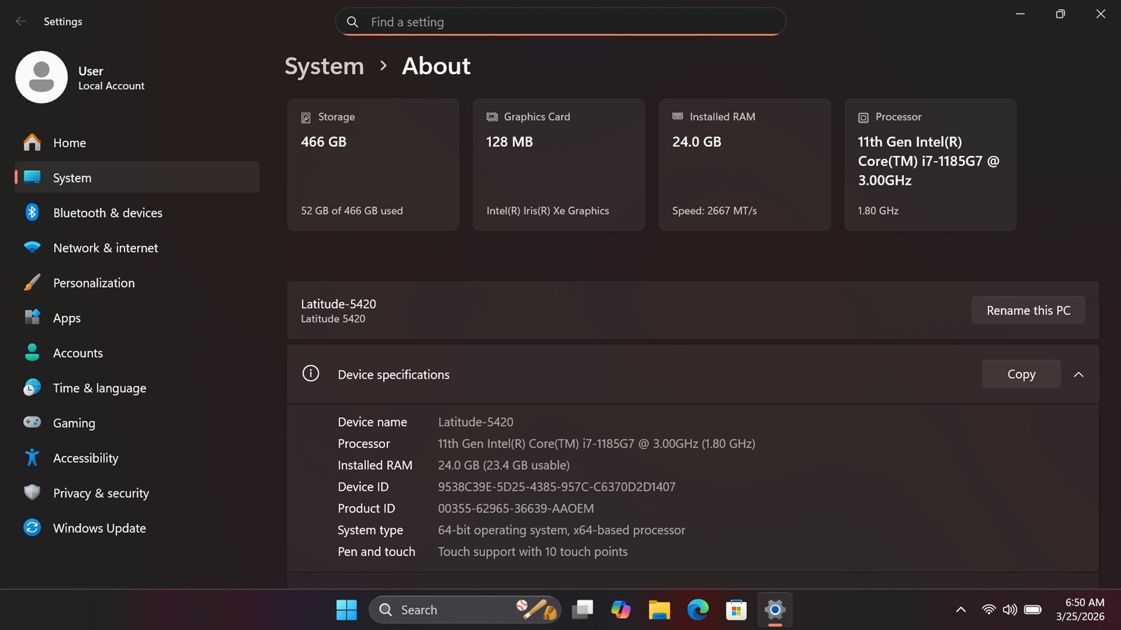 Dell Latitude 5420 14″ Touch i7-1185G7 24GB RAM 500GB SSD Win11 Pro