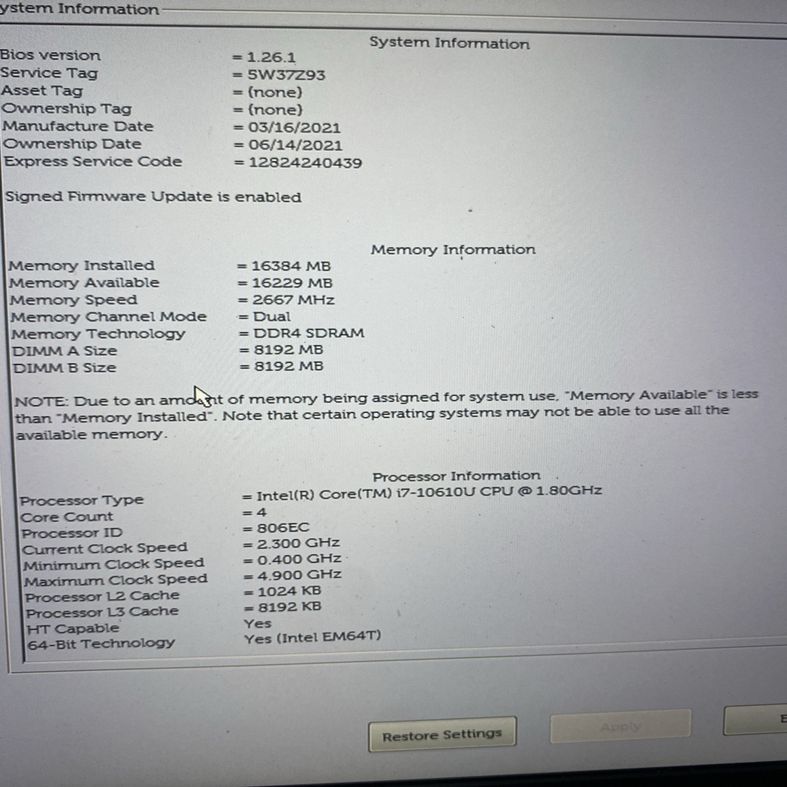 Dell Latitude 5310 13.3″ FHD i7-10610U 1.80GHz 16GB RAM 512GB SSD Windows 10