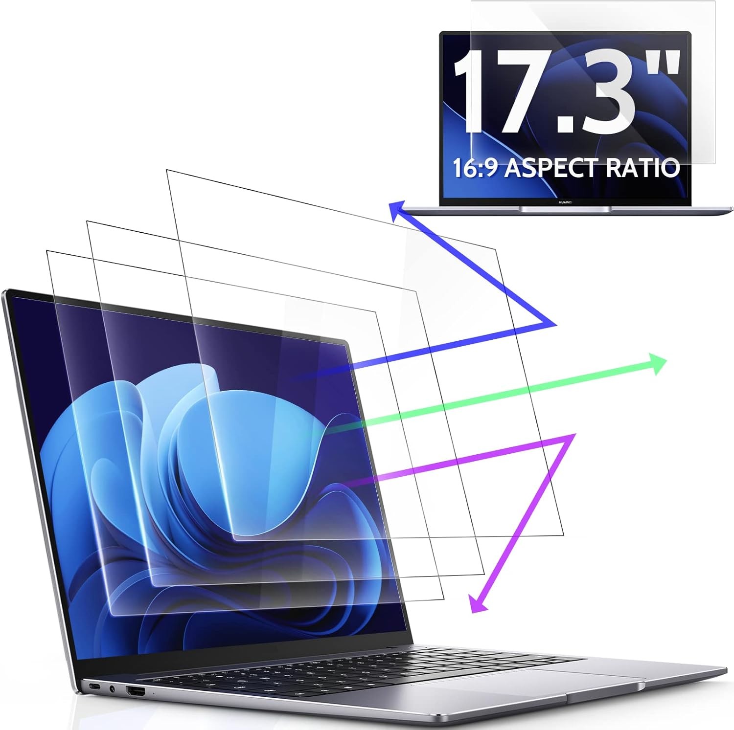 3 Pcs 17.3″ Anti Blue Light Screen Protector Compatible With Lenovo Hp Dell Acer