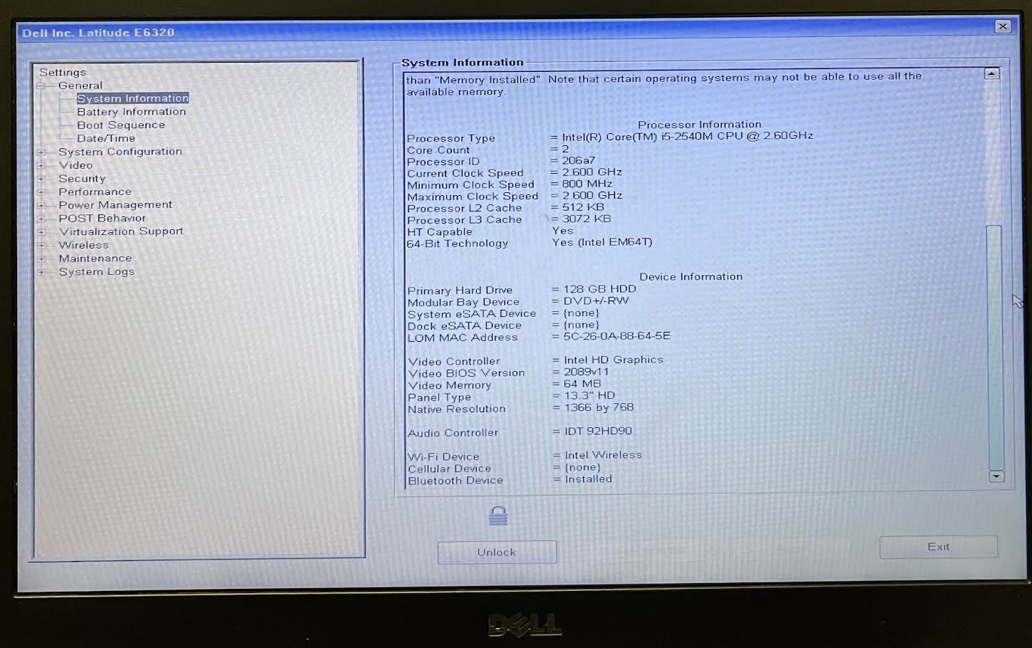 Dell Latitude E6320 13.3” Laptop i5-2540M 16GB RAM 128GB SSD Win 10 Home