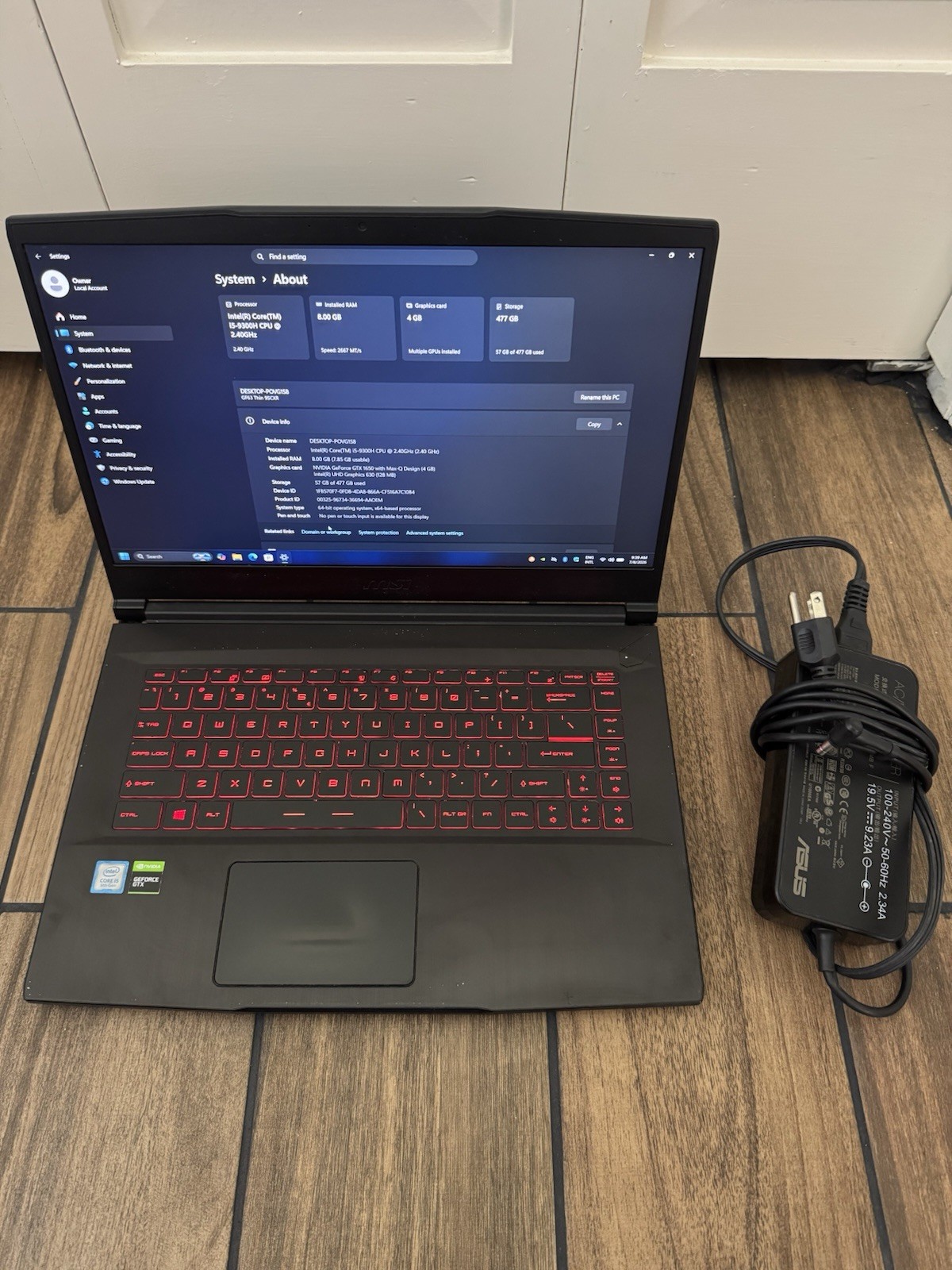 MSI Thin GF63 15.6 Black FHD i5-9300H 2.40GHz 8GB 512GB SSD GTX 1650 Max-Q Good