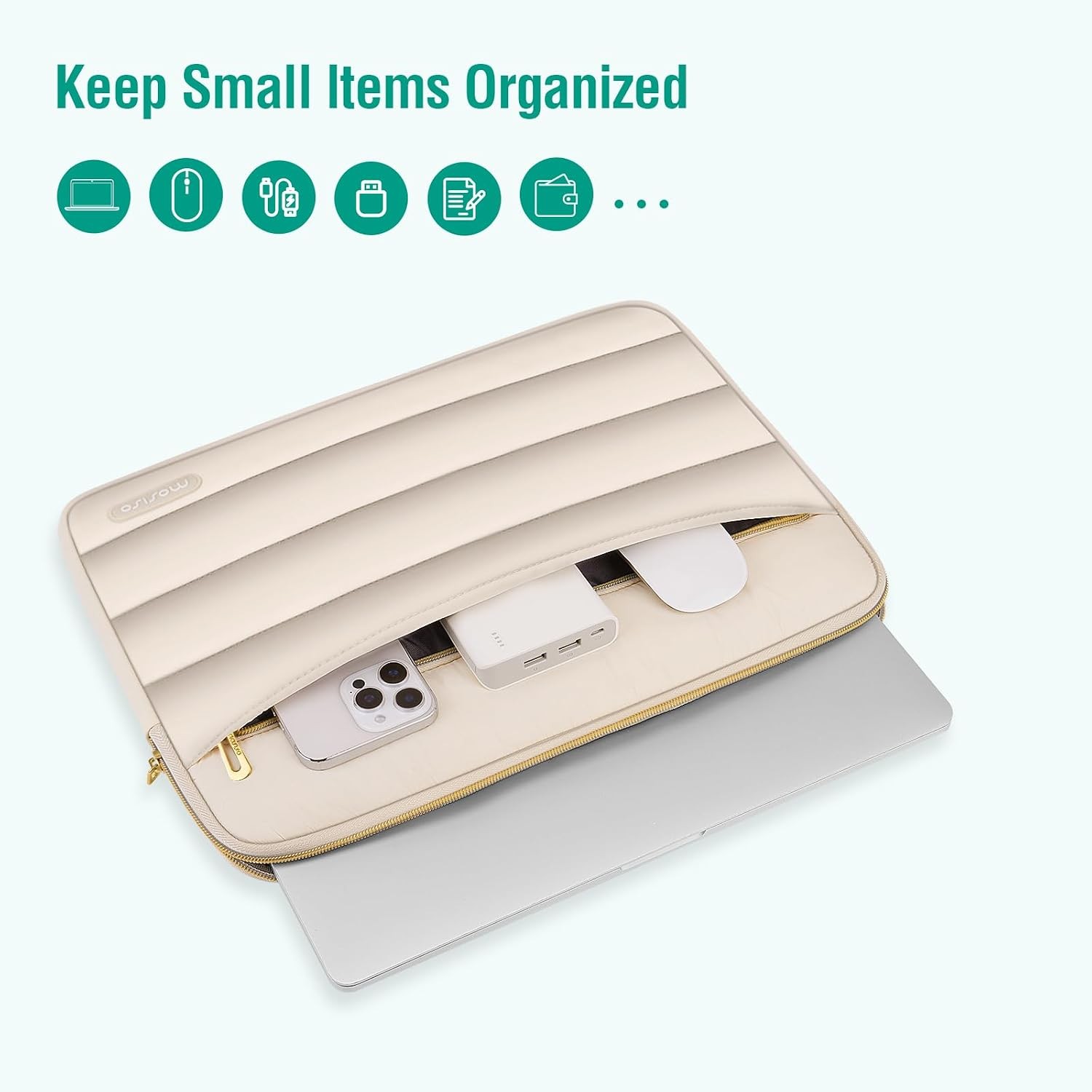 Puffy Laptop Sleeve for 15-15.6 inch Laptops, 16 inch Case for MacBook Pro, Sand