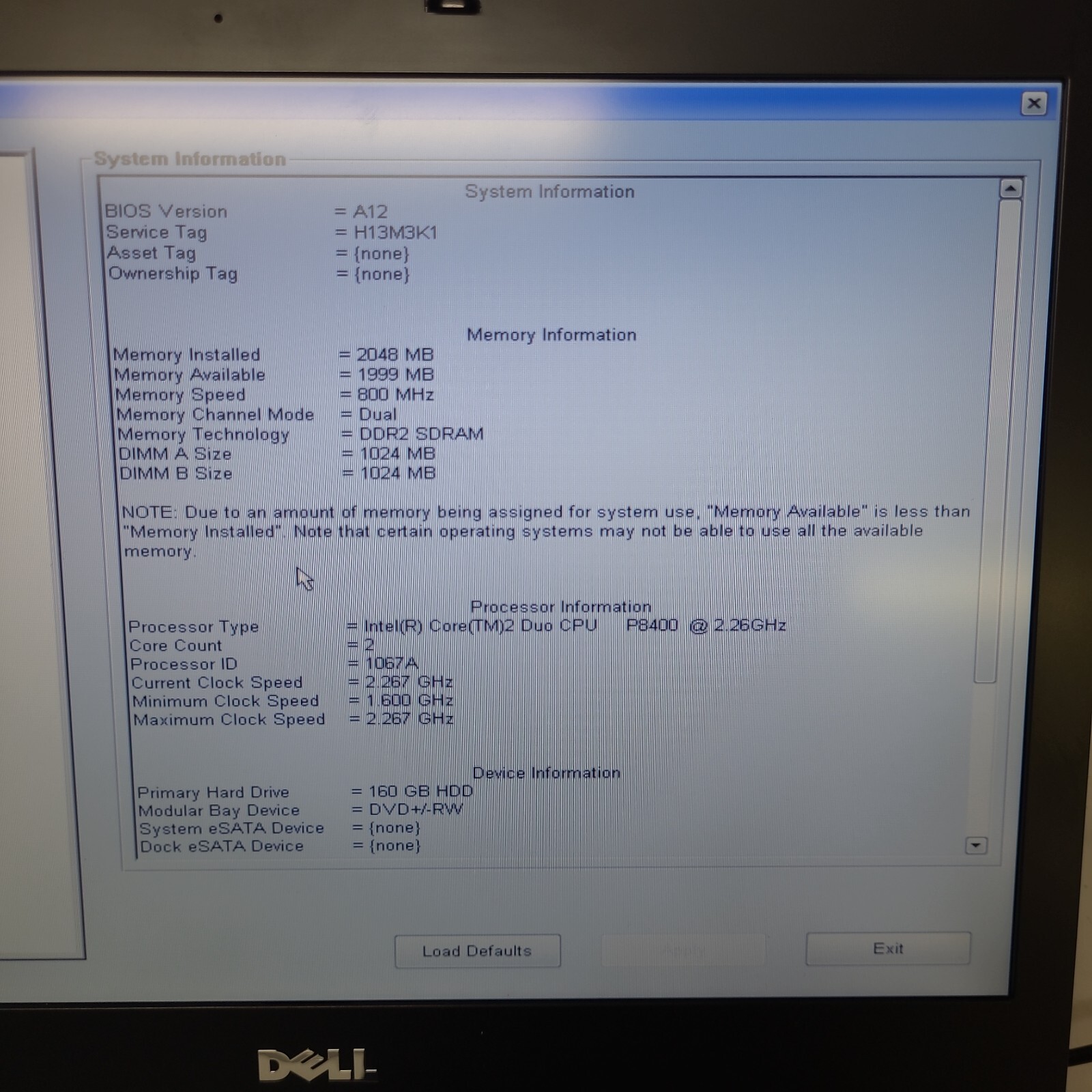 Dell Latitude E6500 Laptop P8400 2.26GHz 160GB HDD NO OS AS IS READ 15.3″ Wi-Fi