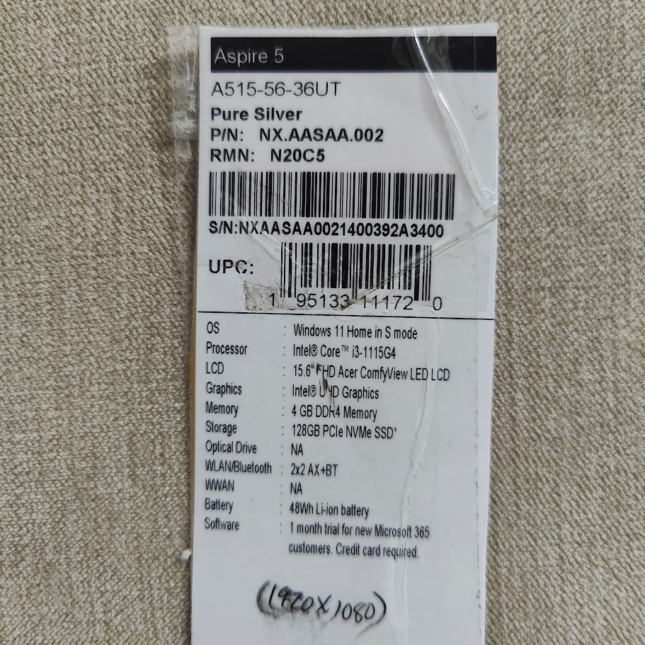 Acer Aspire 5 | 15.6″ Full HD Display | 4GB DDR4 | 128GB | A515-56-36UT