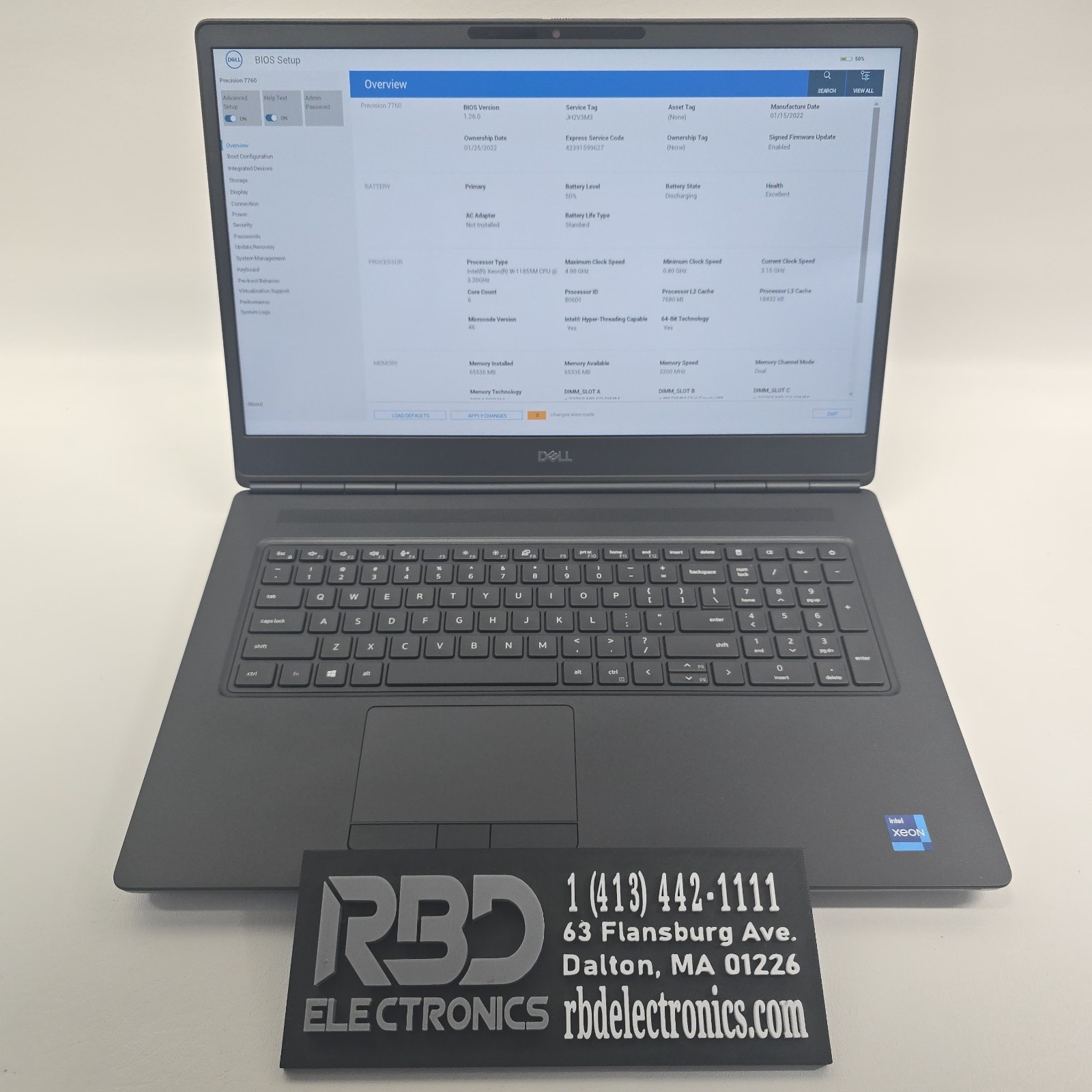 Dell Precision 7760 FHD Xeon W-11855M 64GB 1TB Intel UHD NO OS/AC