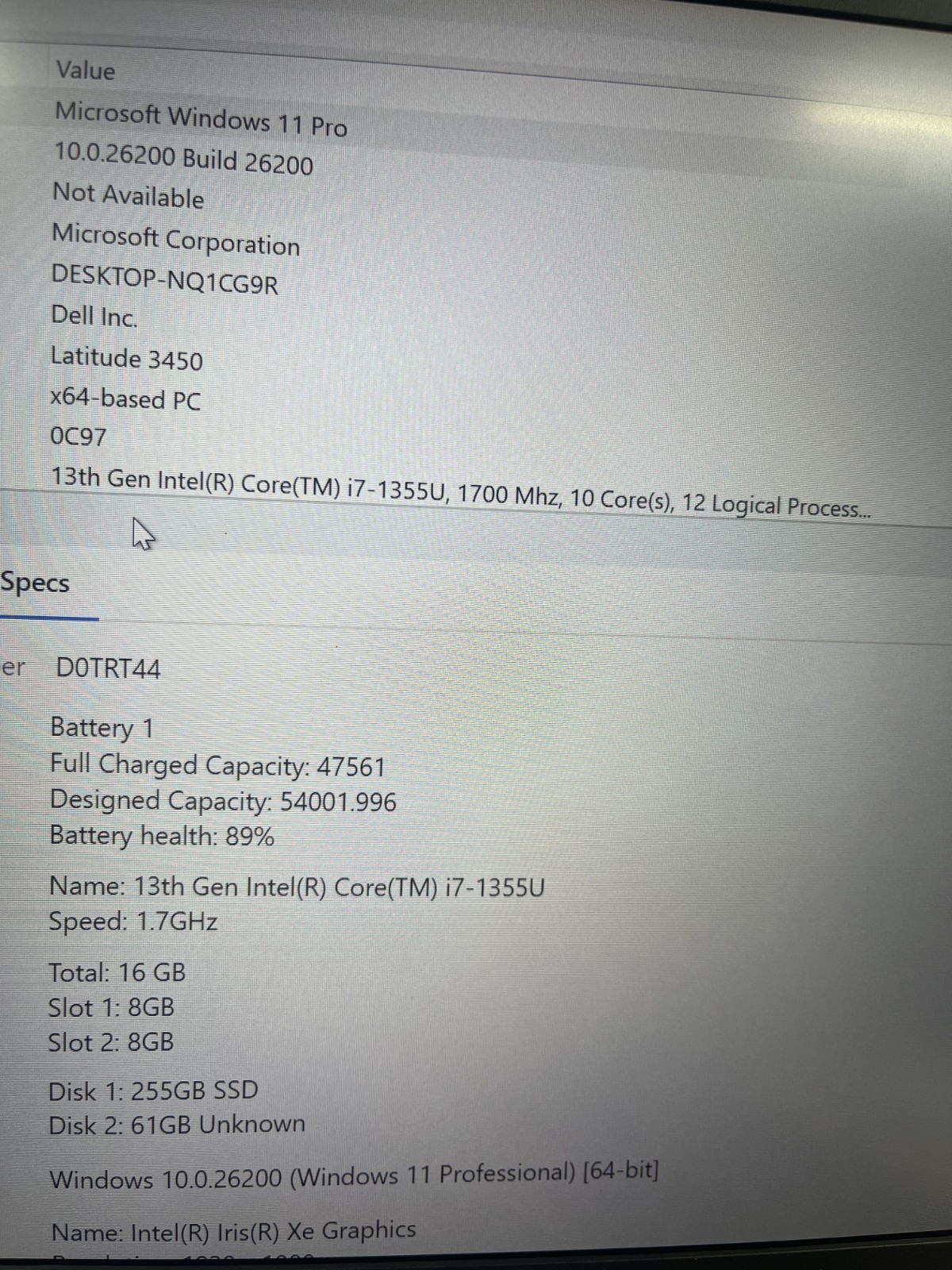 Dell Latitude 3450 14″ Laptop i7-1355U 1.70GHz 16GB RAM 256GB SSD Windows 11 Pro