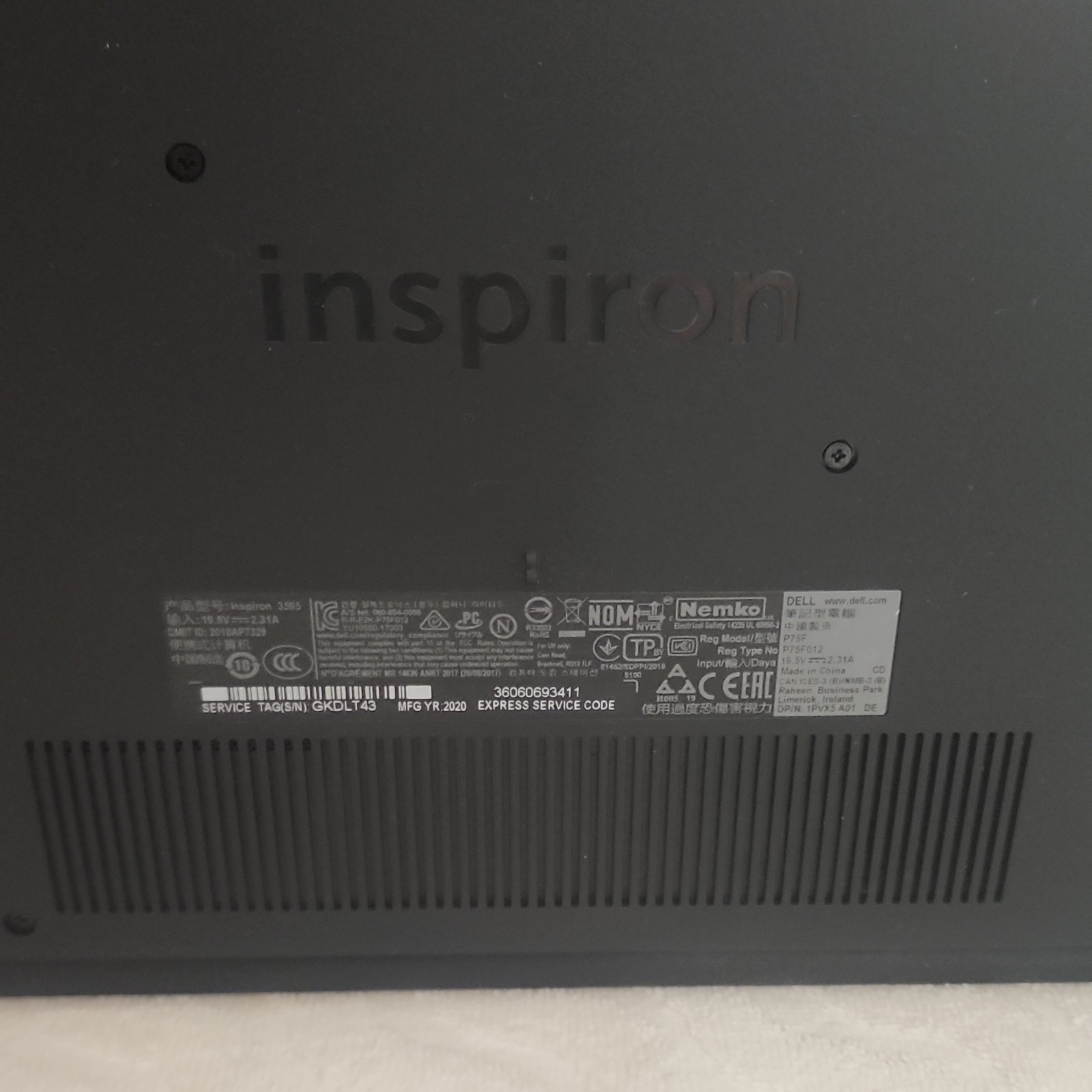Dell Inspiron 3595 AMD A6-9225 2.60GHz 4GB RAM 500GB HDD Windows 10 Laptop