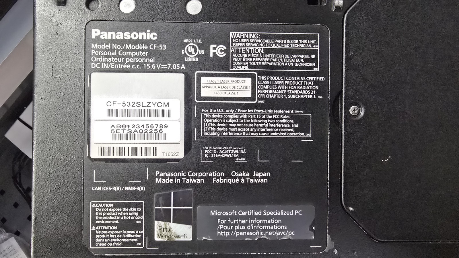 PANASONIC Toughbook CF-53 14″ Laptop I5-2520M 4GB DVD WIN 10 Pro w/ charger