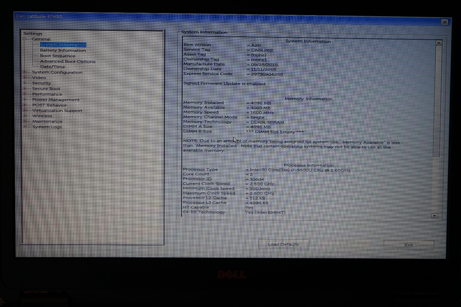 ^ Dell Latitude E7450 14″ Intel i7-5600U @ 2.60GHz 4GB Ram No HD #C1670