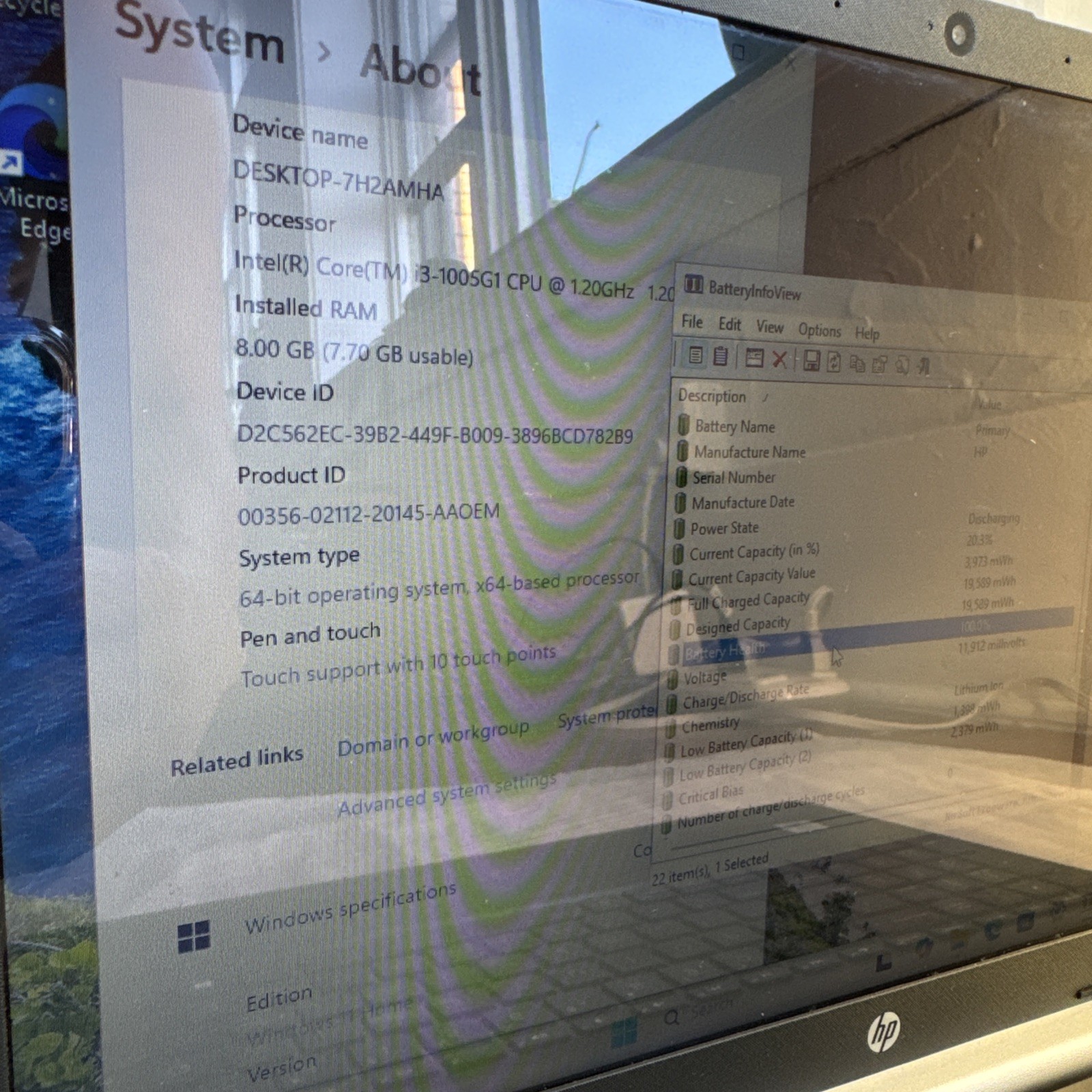 HP Laptop 15-dy1731ms HD Intel Core i3-1005G1 @1.20GHz 128GB SSD 8GB RAM W11H