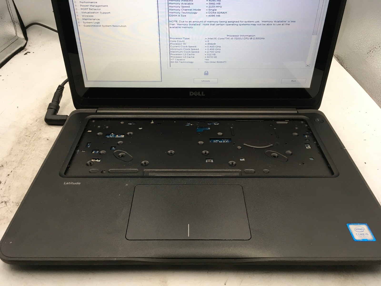 DELL LATITUDE 3380 – BOOTS TO BIOS/BIOS LOCK – NO RAM – INTEL I5 – READ – BB