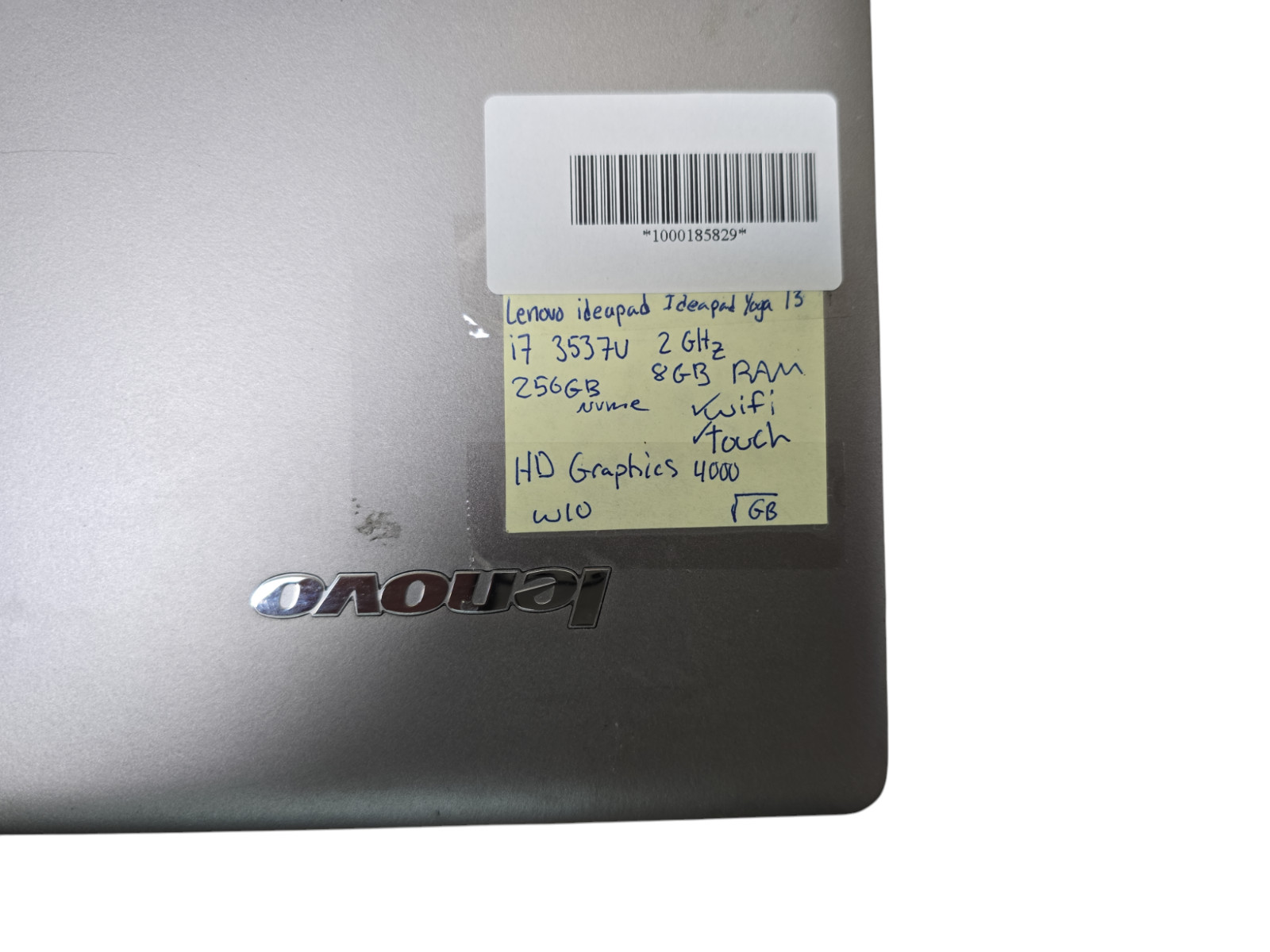 Lenovo IdeaPad Yoga 13 i7-3537U@2GHz 256GB NVMe 8GB Ram Touch WiFi Win 10 Tested