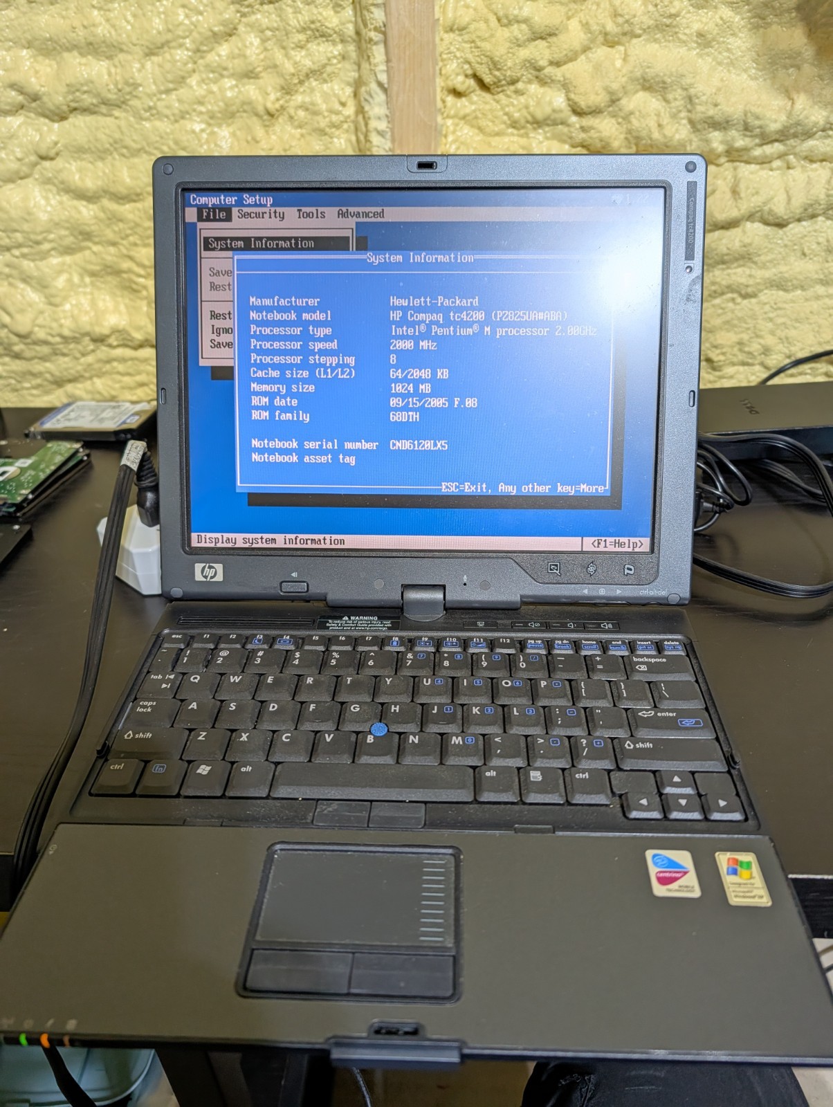 HP Compaq TC4200 Intel Pentium M 2.00Ghz 12.1″ TouchScreen Laptop