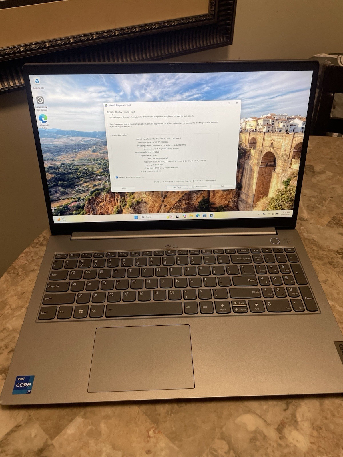 Lenovo Thinkbook 15 G2, Intel Core i7-1165G7 @ 2.8GHz, 8GB RAM,250 SSD/win11