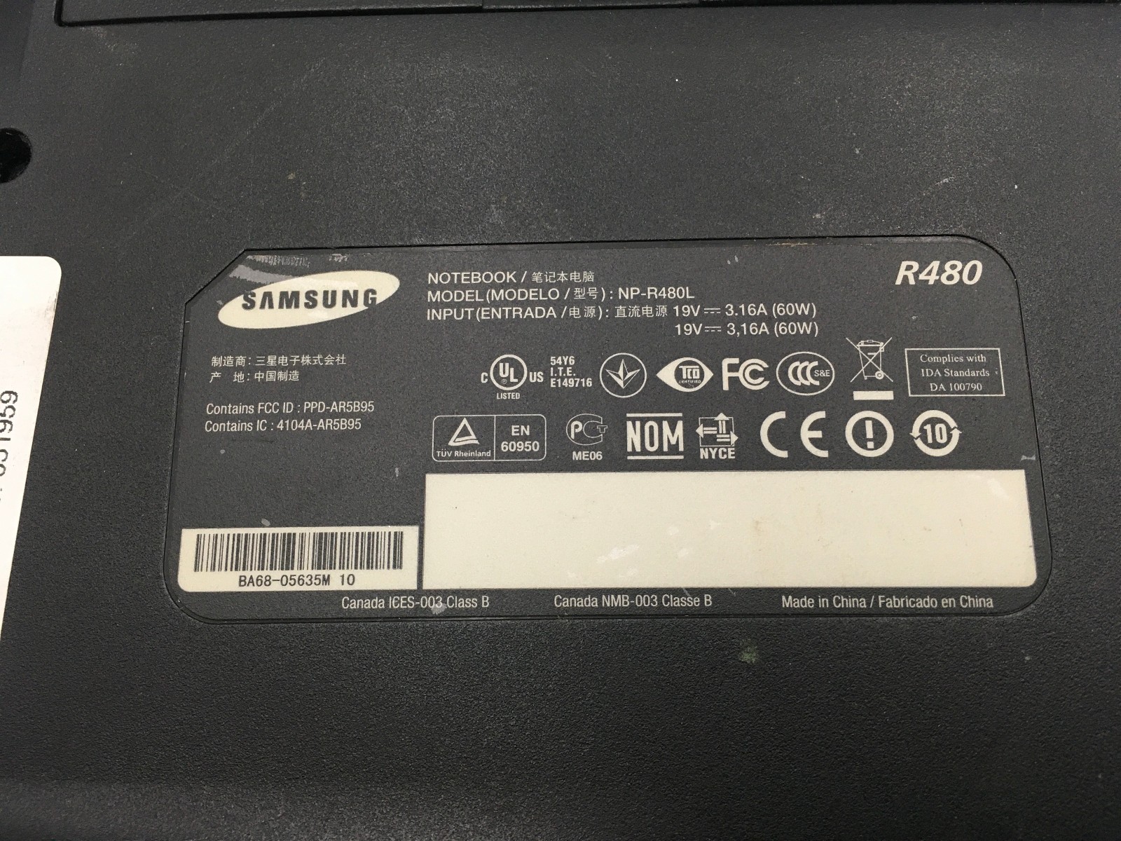 SAMSUNG R480 NP-R480L – BOOTS TO BIOS – INTEL PENTIUM T4400 – 4GB RAM – READ -BB