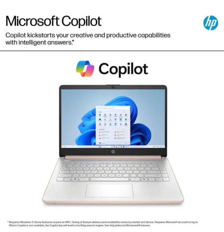 HP – 14″ Laptop – Intel Processor N150 – 4GB Memory – 128GB UFS – Pale Rose Gold