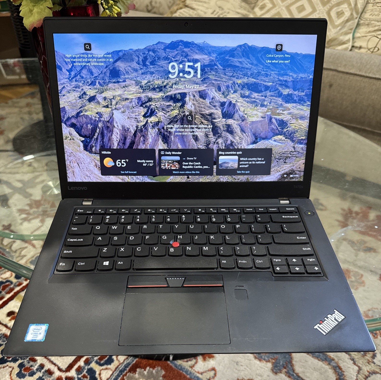 Lenovo ThinkPad T470s 14″ Intel i5-6300U 12GB Ram 256SSD Laptop Win 11 w/Office