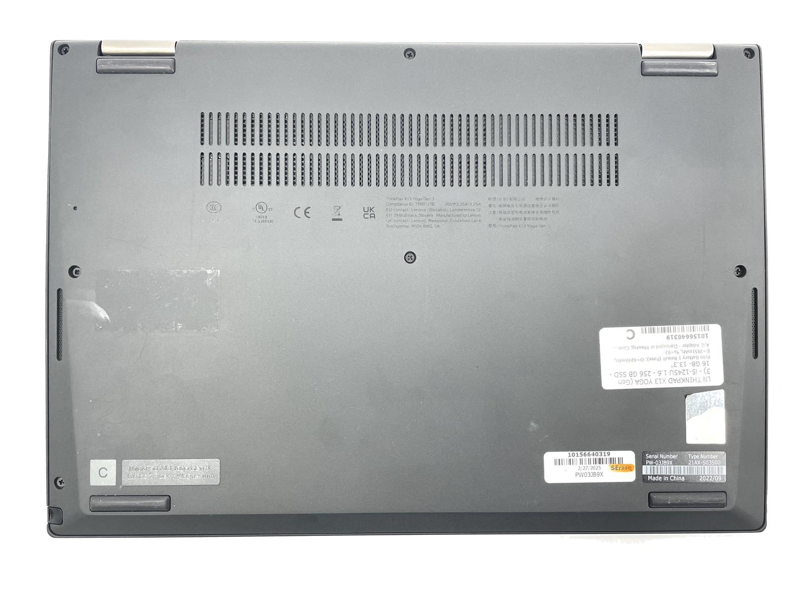 Lenovo ThinkPad X13 Yoga Gen 3 Laptop i5-1245U 256GB SSD 16GB RAM – No OS
