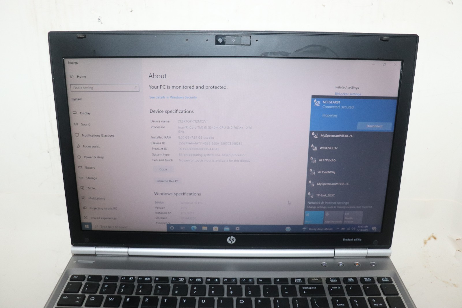 EliteBook 8570p|Intel core i5@2.70GHz|8GB RAM|RS232 DB9 Serial COM port laptop