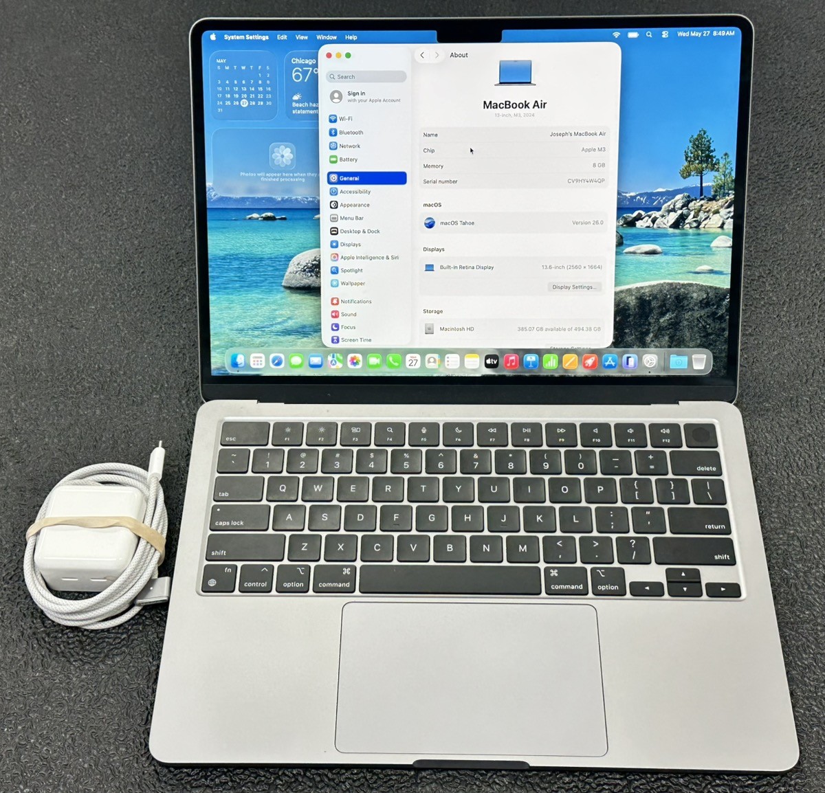 Apple MacBook Air 2024 M3 Chip, 13-inch, 8GB RAM, 512GB SSD, Space G (PD1124576)