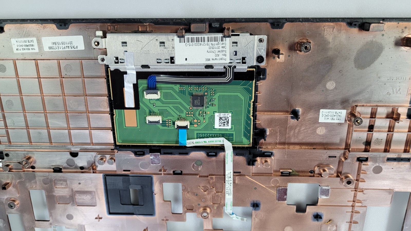 Dell Latitude E5520 palm rest with touch pad and power button