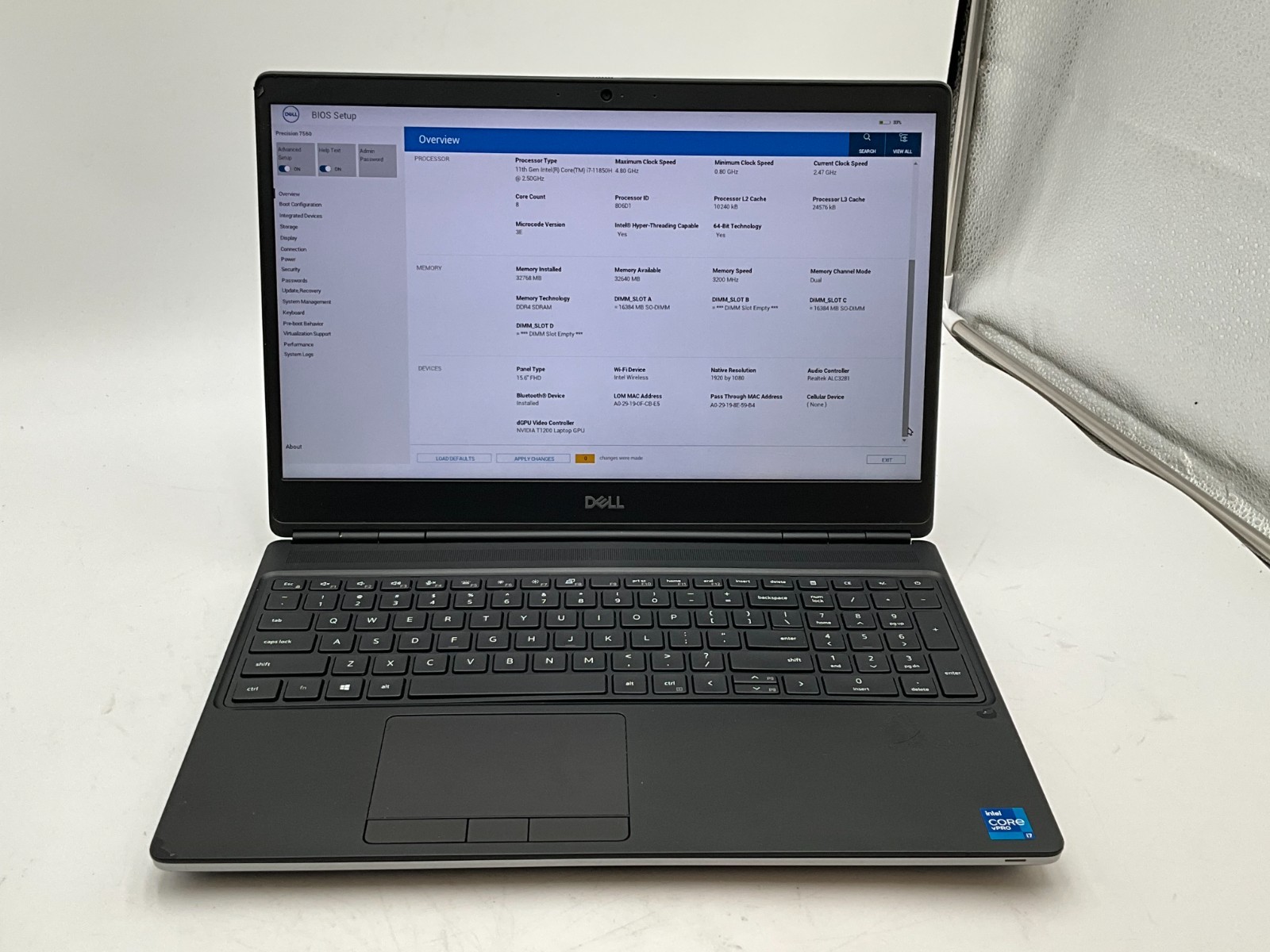 DELL Precision 7560 i7-11850H 2.50g 32GB 1TB T1200 15.6″ WIN11 Laptop 42JG2J3