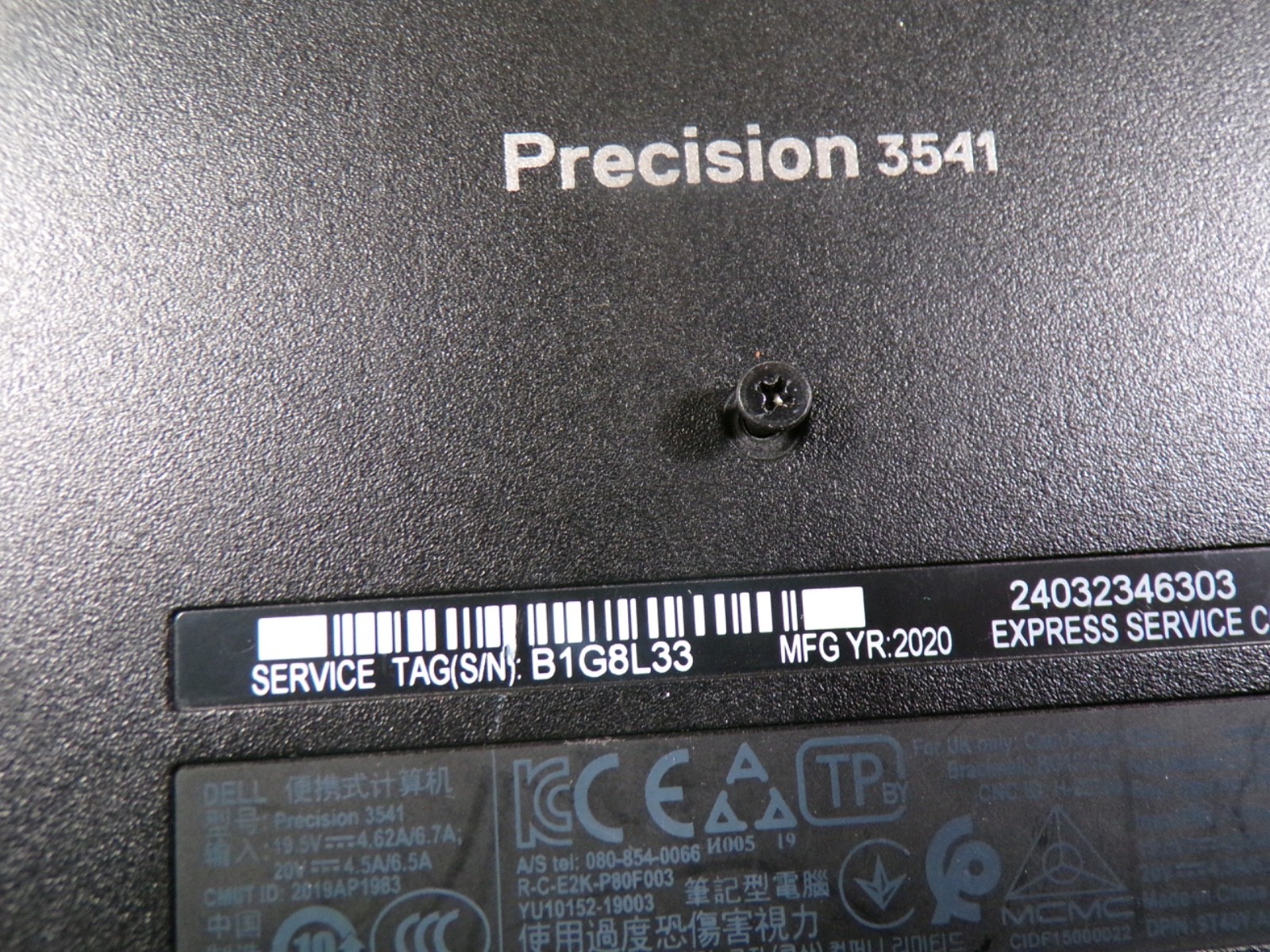 DELL PRECISION 3541 INTEL CORE i5-9400H 2.50GHZ 16 GB RAM **NO HD/ NO CADDIE