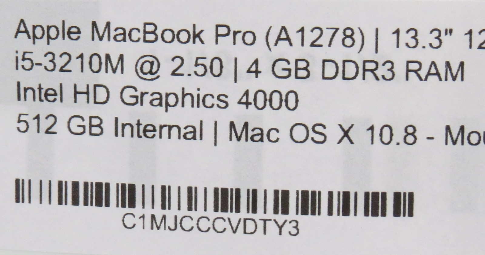 Apple MacBook Pro A1278 | i5-3210M @ 2.5GHz | 4GB DDR3 | HD 4000 | 13.3″ Display