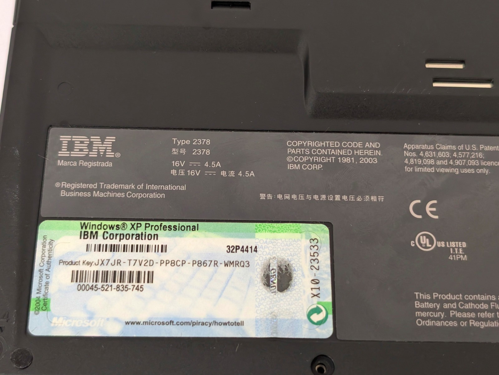 IBM ThinkPad T42 laptop; for parts or repair; 4 beeps 4 times; not powering on