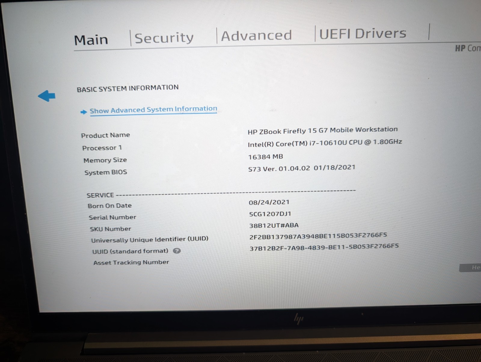HP Z book Firefly 15 G7 16 GB RAM 512 GB