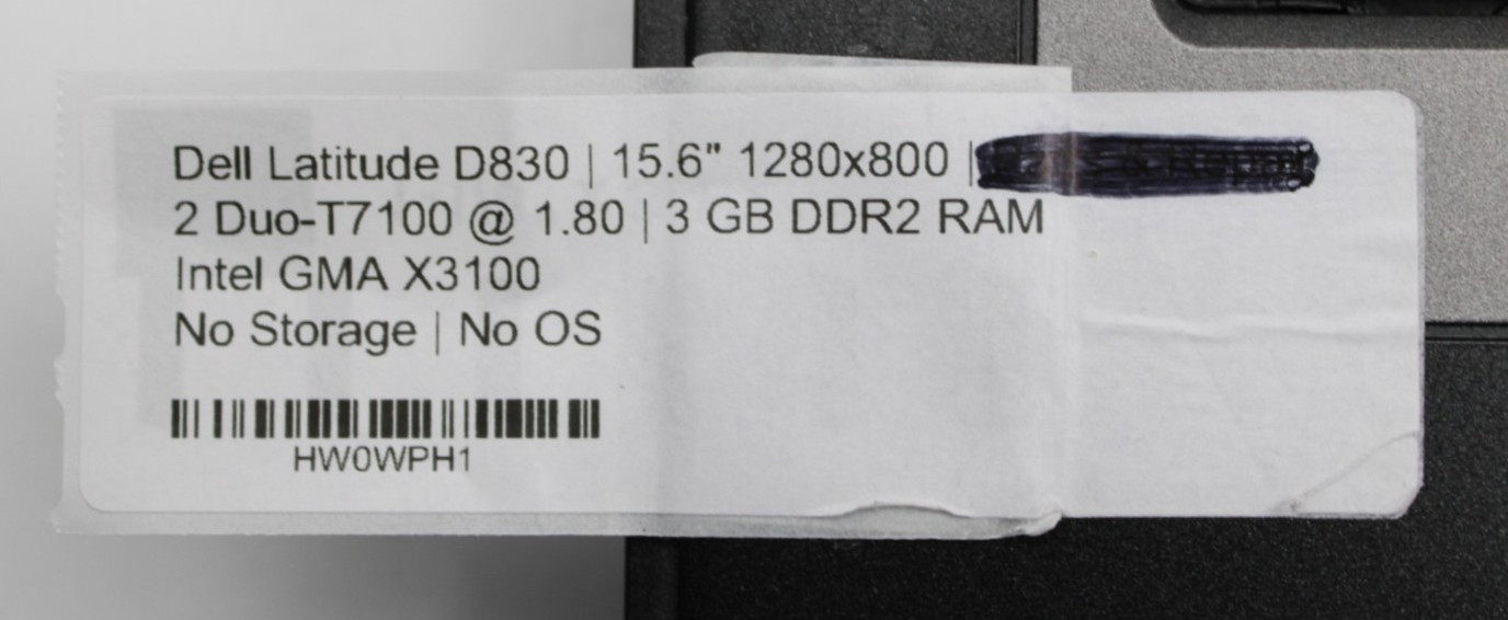 Dell Latitude D830 2Duo-T7@1.8GHz 3GB DDR2 NO STORAGE OR OS *USED/TESTED*