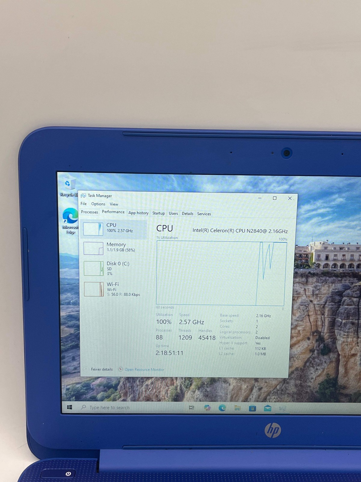 HP Stream 11-D010WM 11″ Celeron N2840 2.1GHz 2GB 32GB – Blue READ