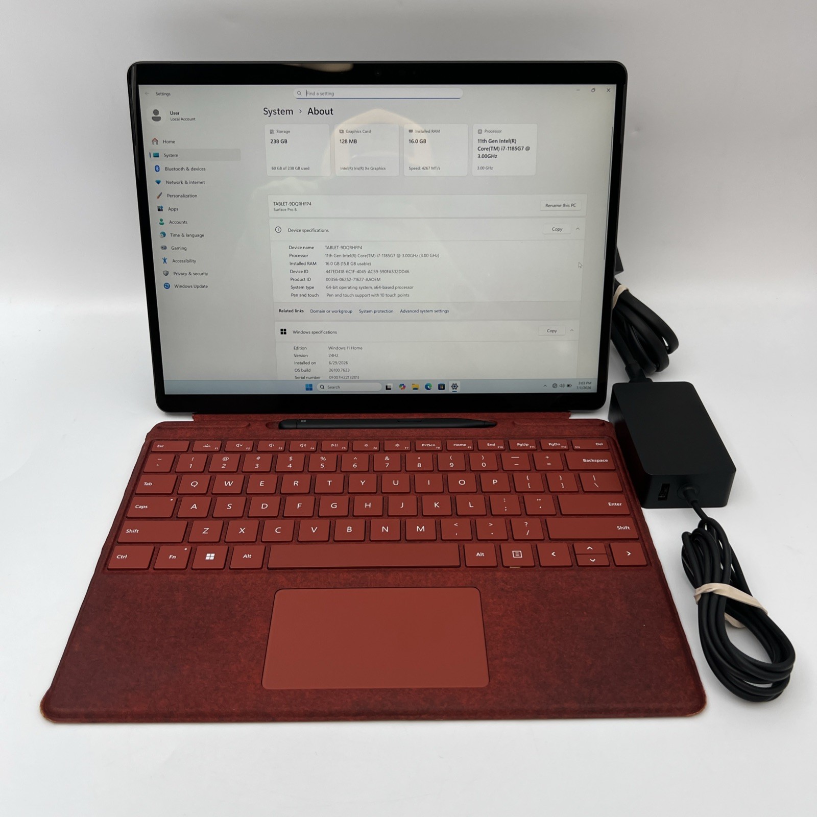 Microsoft Surface Pro 8 1982 i7-1185G7 16GB RAM 256GB SSD W11H – Red – USED